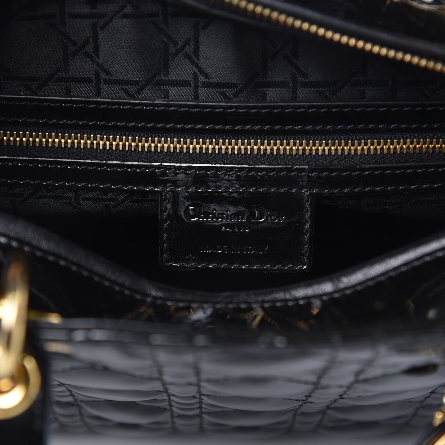 Patent Cannage Large Lady Dior Black