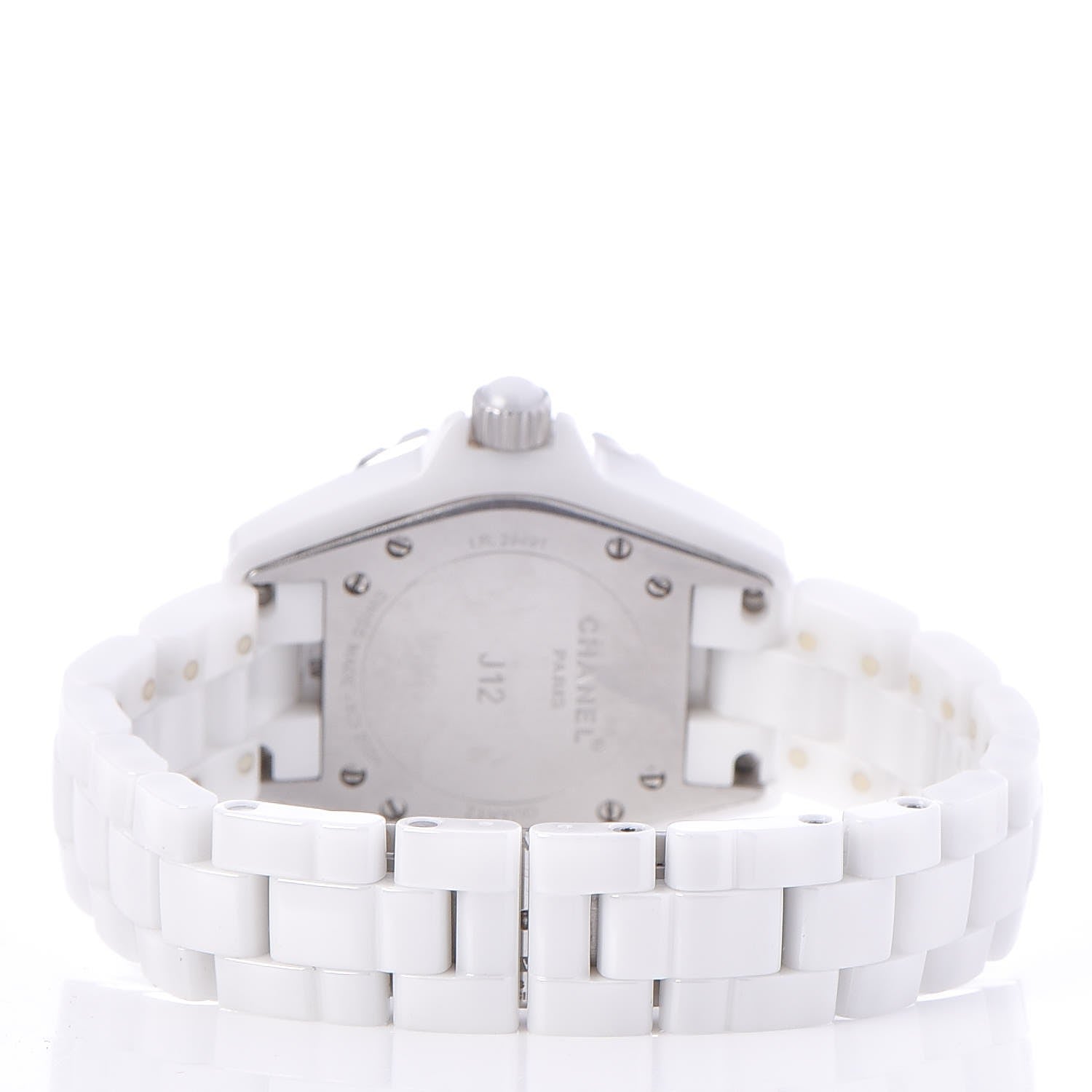 Chanel Stainless Steel Ceramic Diamond 33mm J12 Quartz Watch White 4 of 5