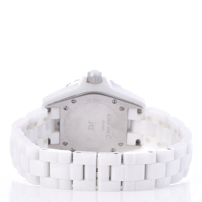 Chanel Stainless Steel Ceramic Diamond 33mm J12 Quartz Watch White 4 of 5