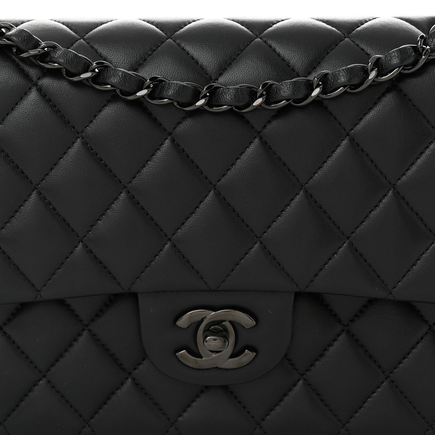 Chanel Lambskin Quilted Medium Double Flap So Black 8 of 11