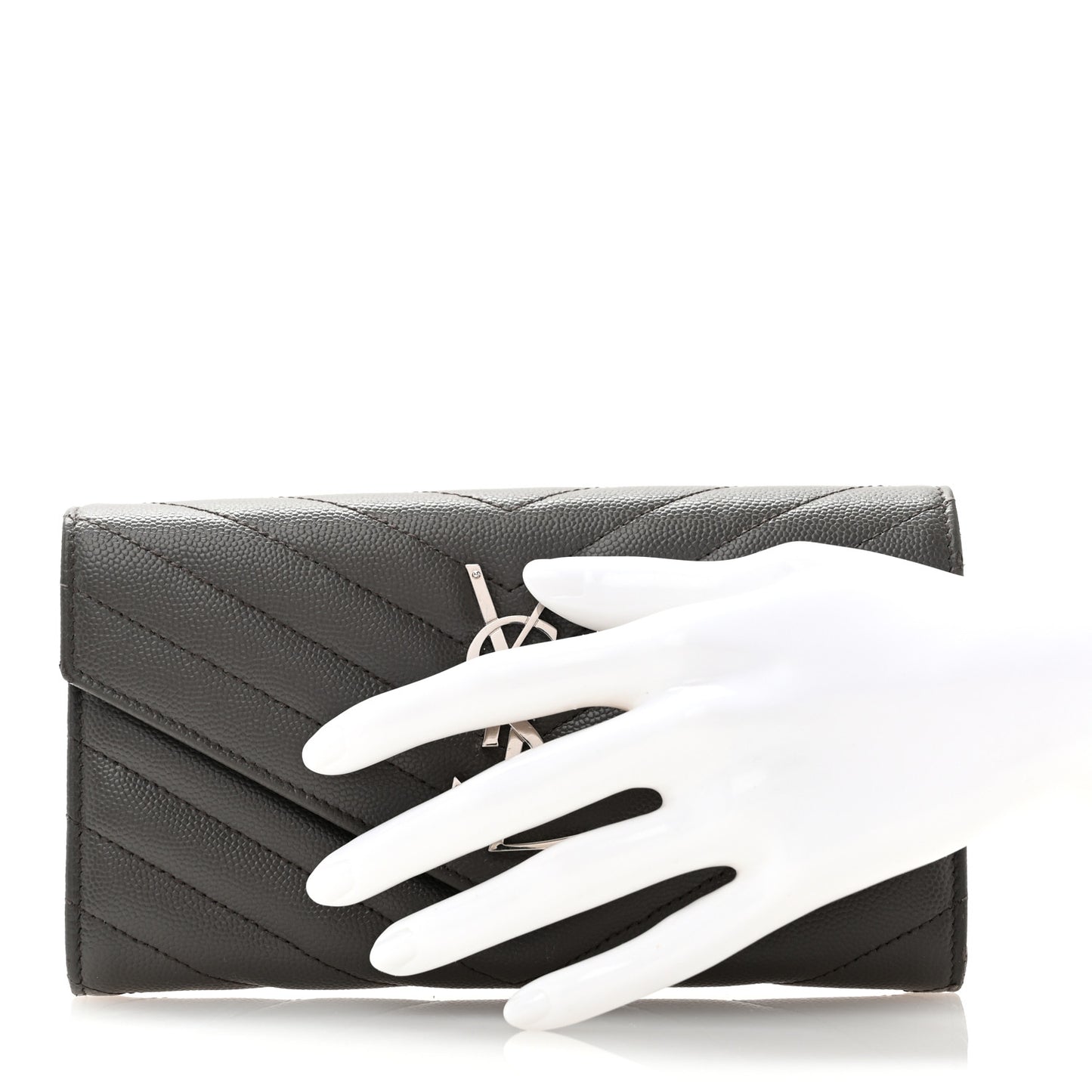 Grain De Poudre Matelasse Chevron Monogram Flap Wallet Fog