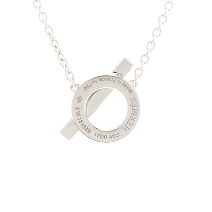 Hermes 18K White Gold Diamond Finesse Pendant Necklace 4 of 5