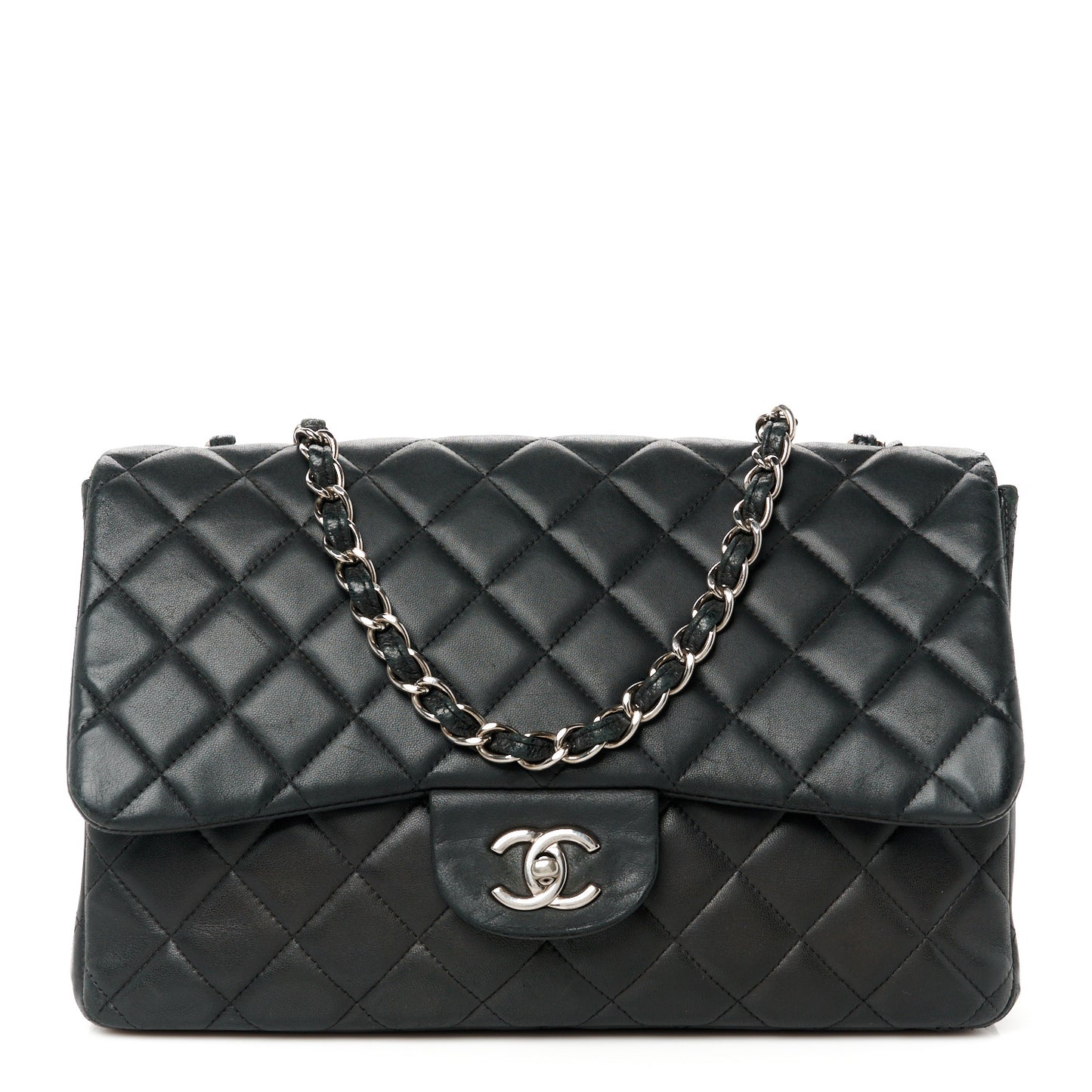 Lambskin Quilted Jumbo Single Flap Black