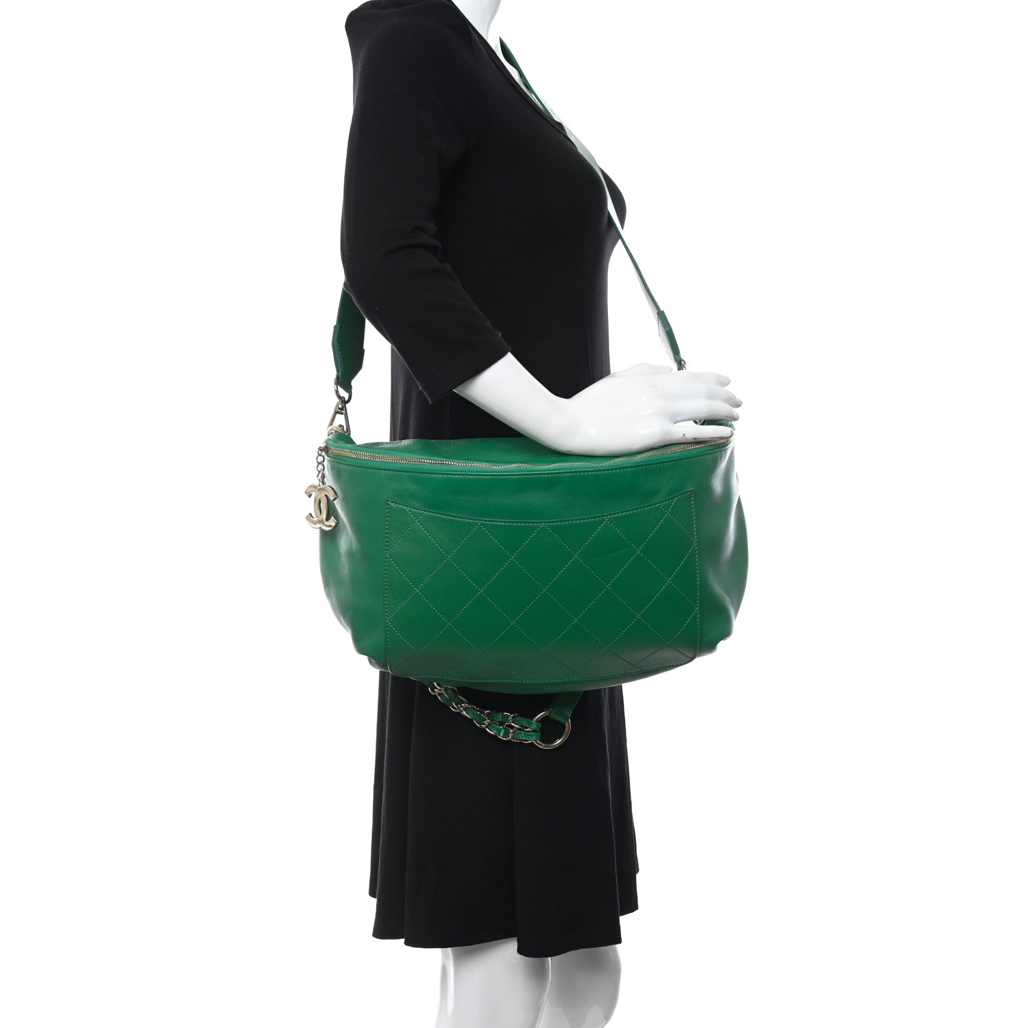 Chanel X PHARRELL WILLIAMS Lambskin Oversized Waist Belt Bag Green 2 of 10