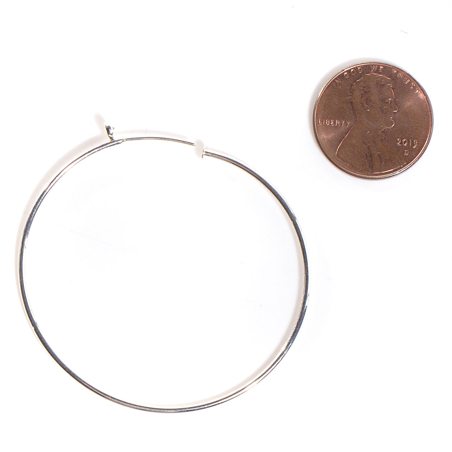 Tiffany Sterling Silver Diamond Medium Elsa Peretti Hoop Earrings 2 of 7