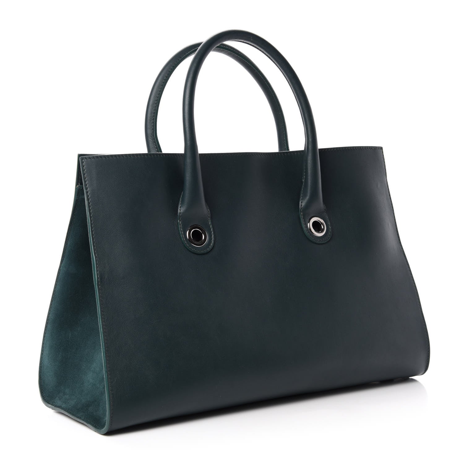 Jimmy Choo Calfskin Suede Riley Tote Dark Green 3 of 11