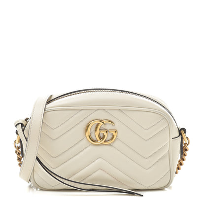 Gucci Calfskin Matelasse Mini GG Marmont Chain Shoulder Bag White 1 of 20