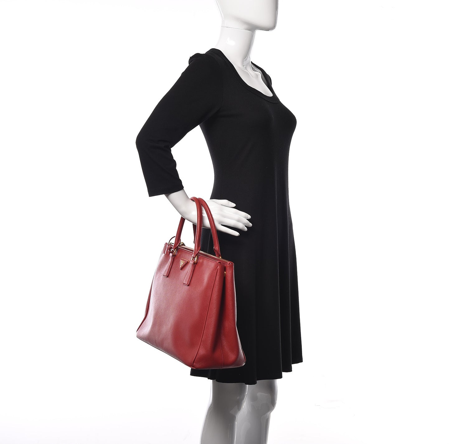 Saffiano Large Galleria Double Zip Tote Fuoco