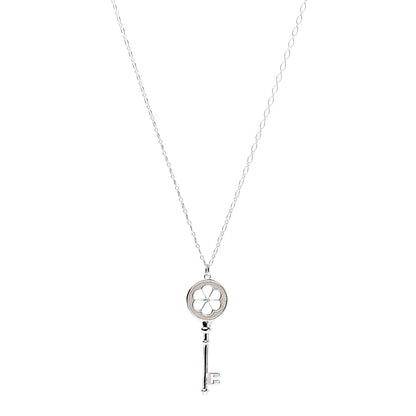Tiffany Sterling Silver Diamond Blossom Key Pendant Link Necklace 1 of 6