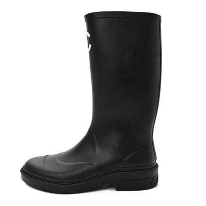 Chanel Caoutchouk CC High Boots 38 Black 1 of 8
