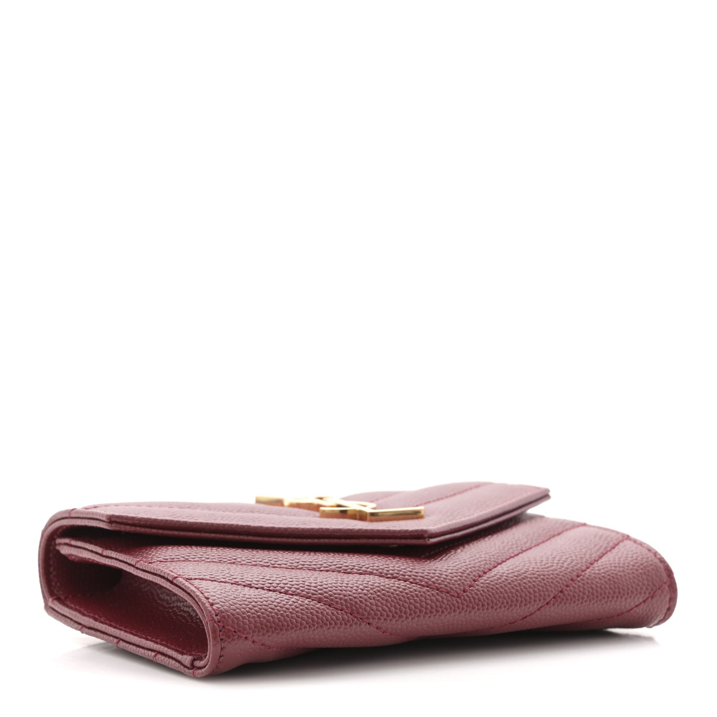 Grain De Poudre Matelasse Chevron Small Monogram Envelope Wallet Rouge Eros
