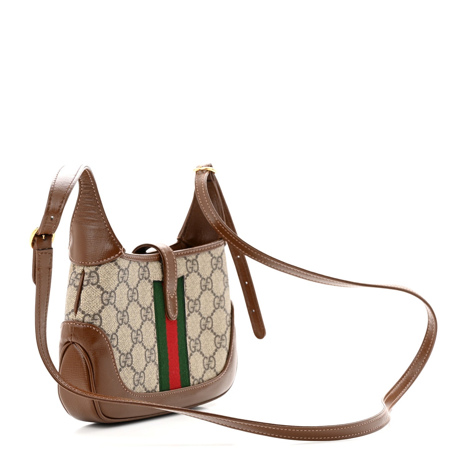 Gucci GG Supreme Monogram Azalea Calfskin Web Mini Jackie 1961 Hobo Beige Ebony Brown Sugar 3 of 10