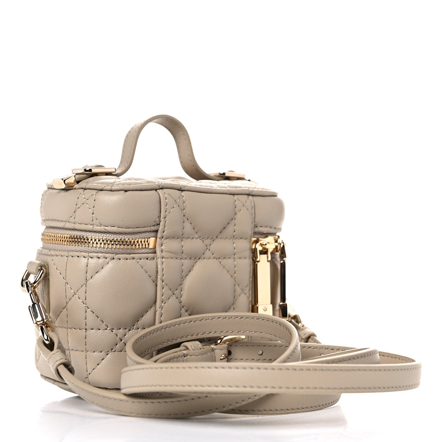 Lambskin Cannage Micro Lady Dior Vanity Case Beige