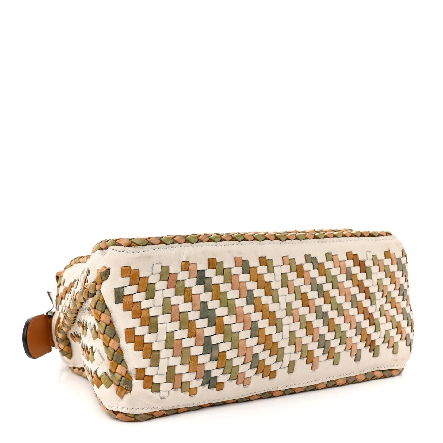 Calfskin Woven Small Puzzle Bag Honey Multicolor