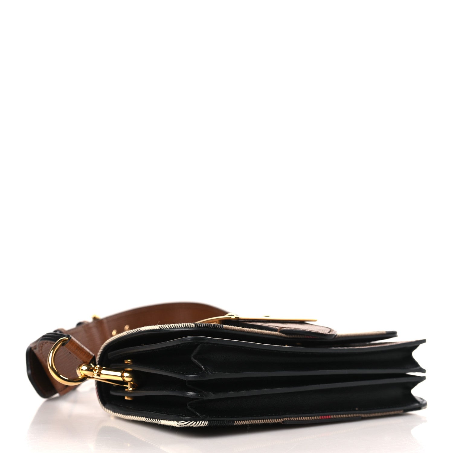 Burberry House Check Bridle Calfskin Small Madison Buckle Bag Tan 4 of 9