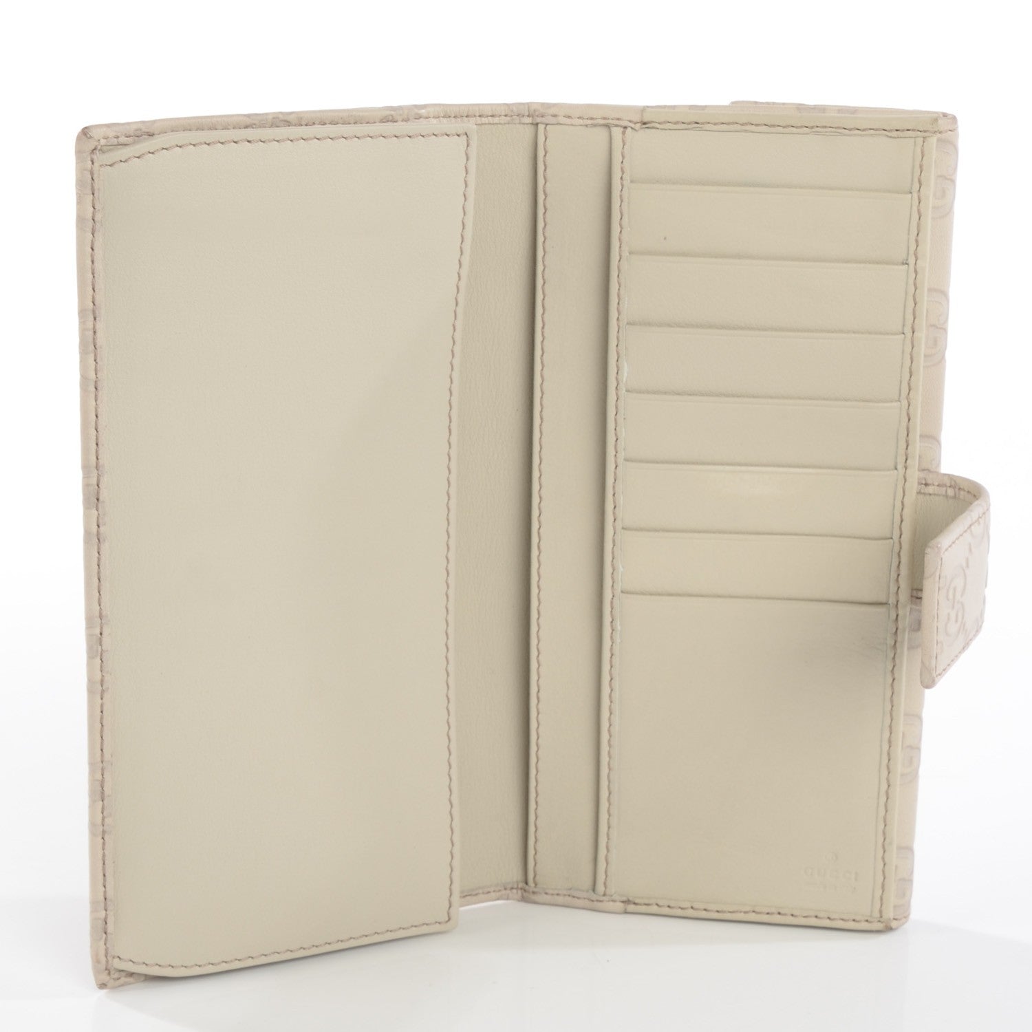 Gucci Guccissima Margaux Calfskin Metal Bar Continental Flap Wallet Mystic White 5 of 8