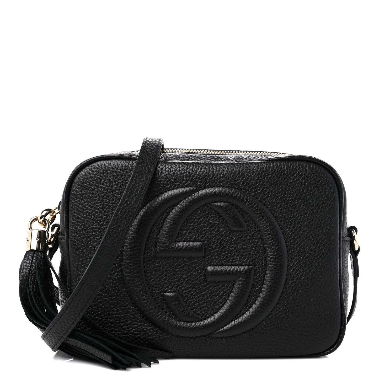 Pebbled Calfskin Small Soho Disco Bag Black