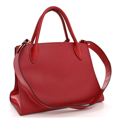 Prada Saffiano Cuir Calfskin Medium Monochrome Top Handle Tote Fuoco 3 of 15