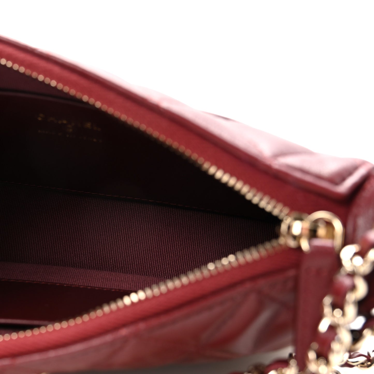 Lambskin Quilted Clutch With Chain Burgundy