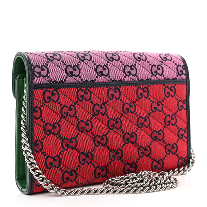 Gucci Monogram Multicolor Matelasse Diagonal GG Marmont Chain Wallet Red Blue Pink Green 3 of 11