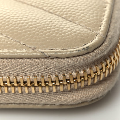 Saint Laurent Grain De Poudre Matelasse Chevron Monogram Zip Around Wallet Dark Beige 12 of 13