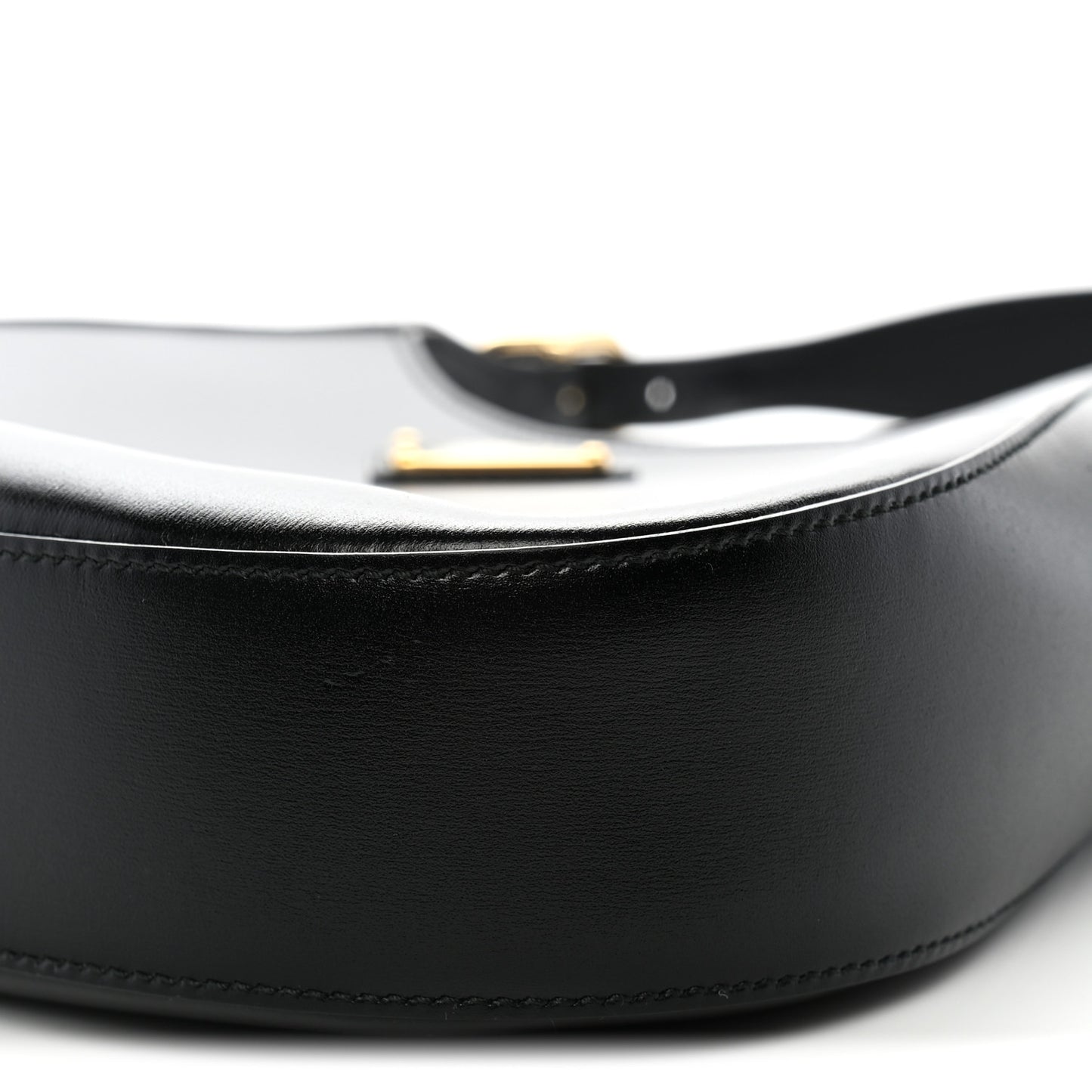 Brushed Calfskin Cleo Adjustable Strap Shoulder Bag Black