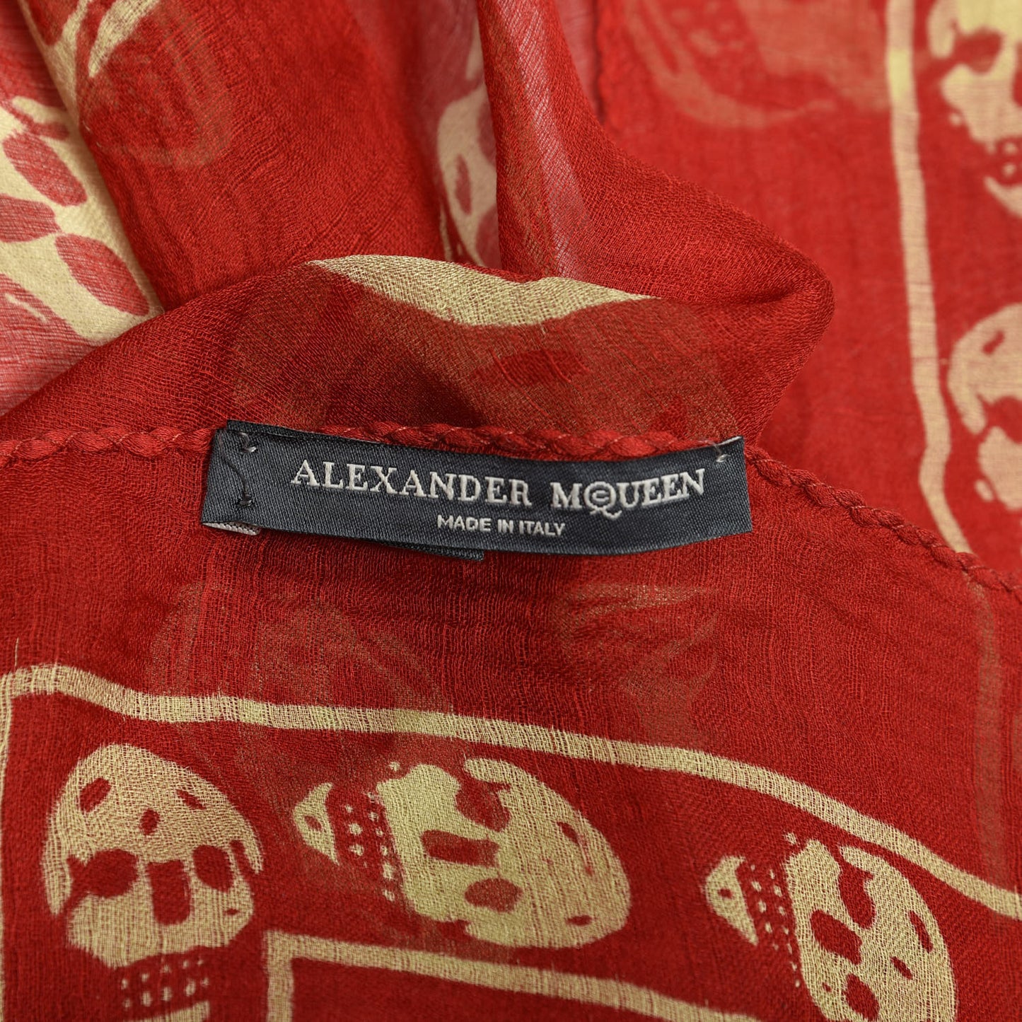 Silk Chiffon Skull Scarf Red Ivory