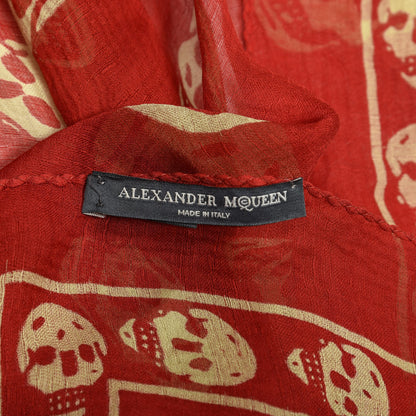 Alexander McQueen Silk Chiffon Skull Scarf Red Ivory 3 of 3