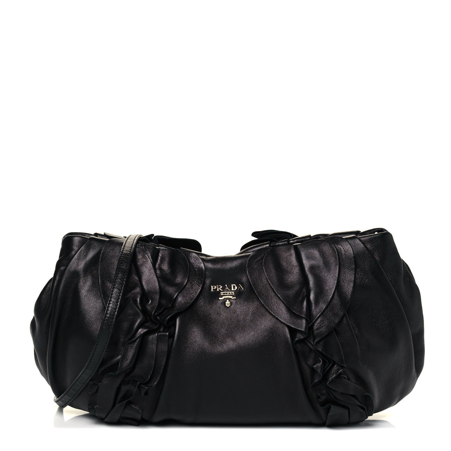 Prada Nappa Ruffle Pochette Bag Black 1 of 9