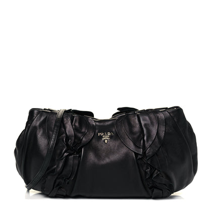 Prada Nappa Ruffle Pochette Bag Black 1 of 9