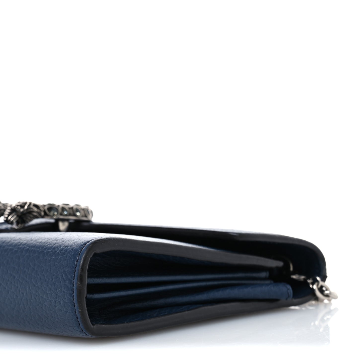 Dollar Calfskin Crystal Mini Dionysus Chain Wallet Blue Agata Black Diamond
