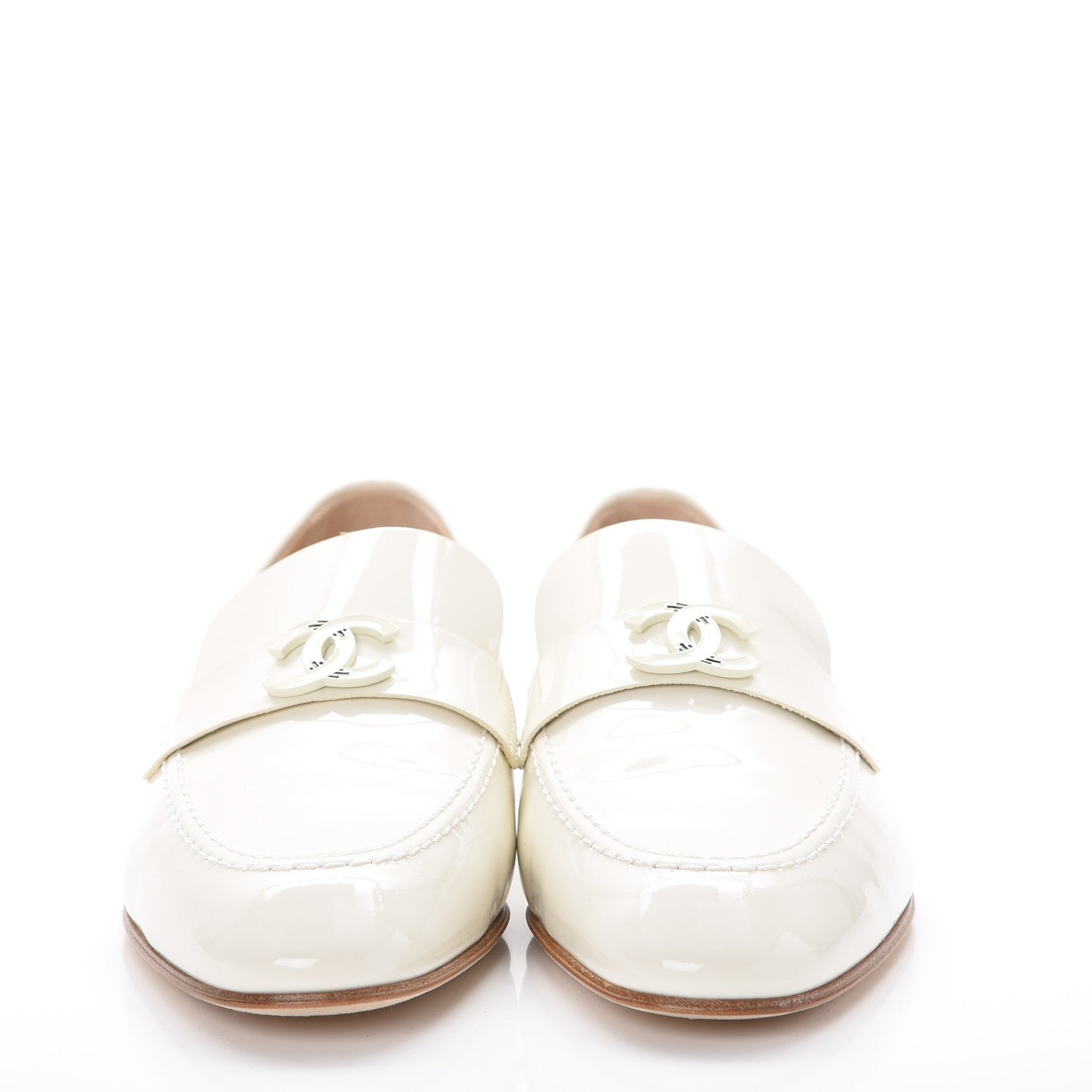 Chanel Patent Calfskin CC Loafers 38 White 2 of 9