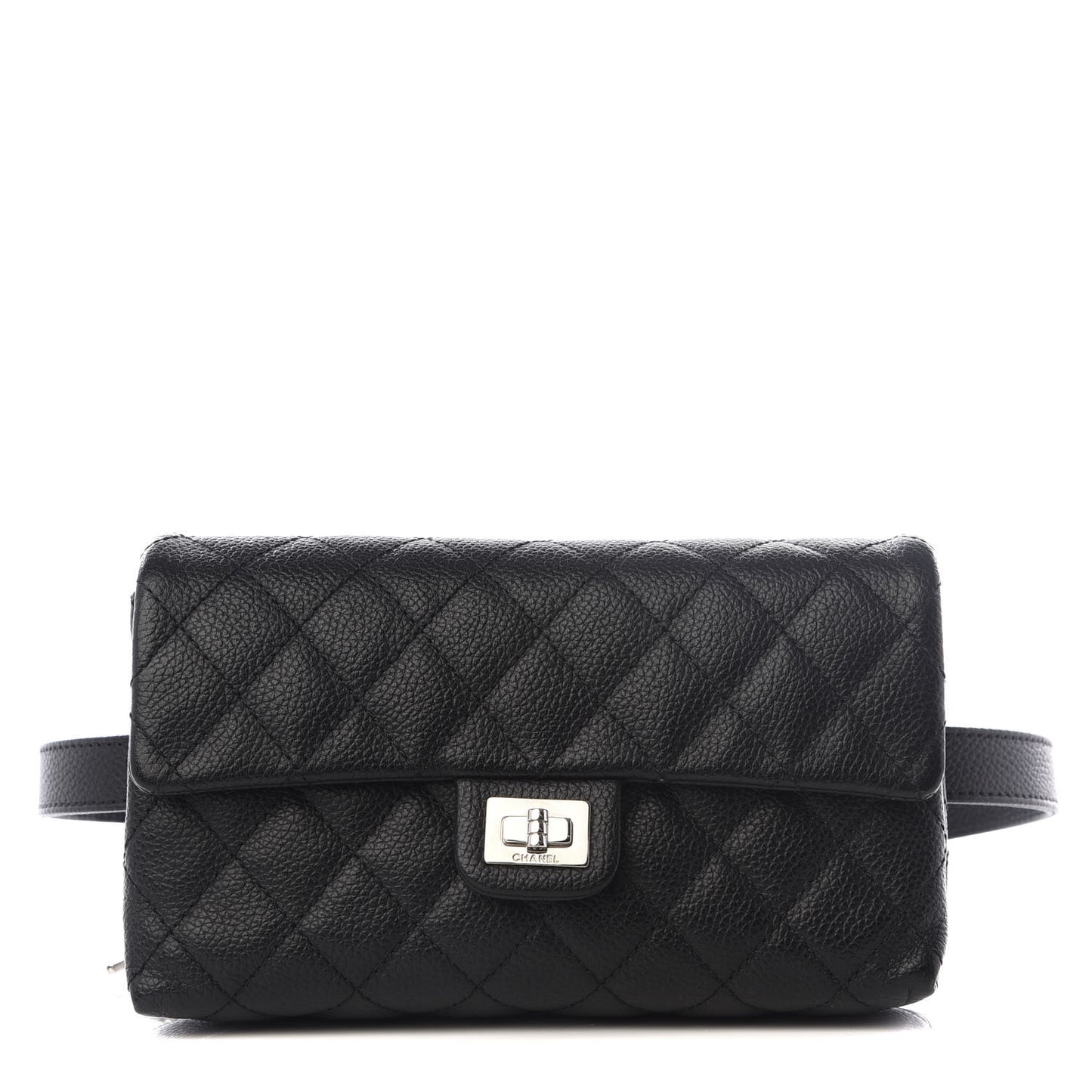 Grained Calfskin Quilted 2.55 Reissue Flap Belt Bag Clutch Black