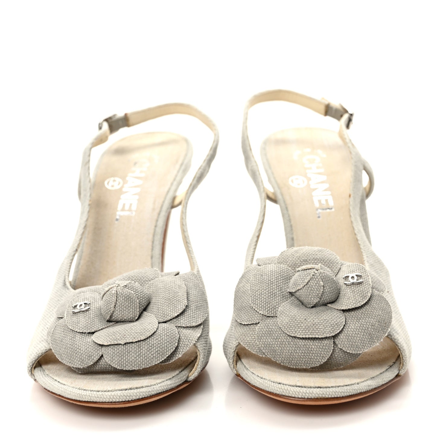 Canvas Camellia Slingback Sandals 40.5