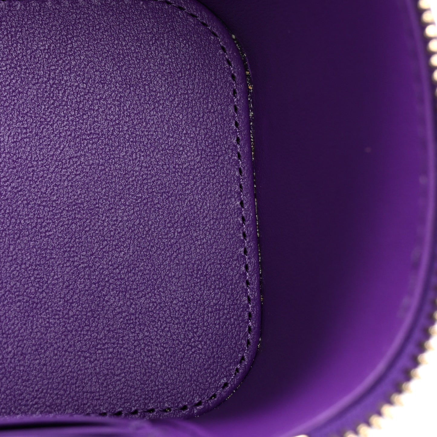 Lambskin Quilted Small Top Handle Vanity Case With Chain Purple