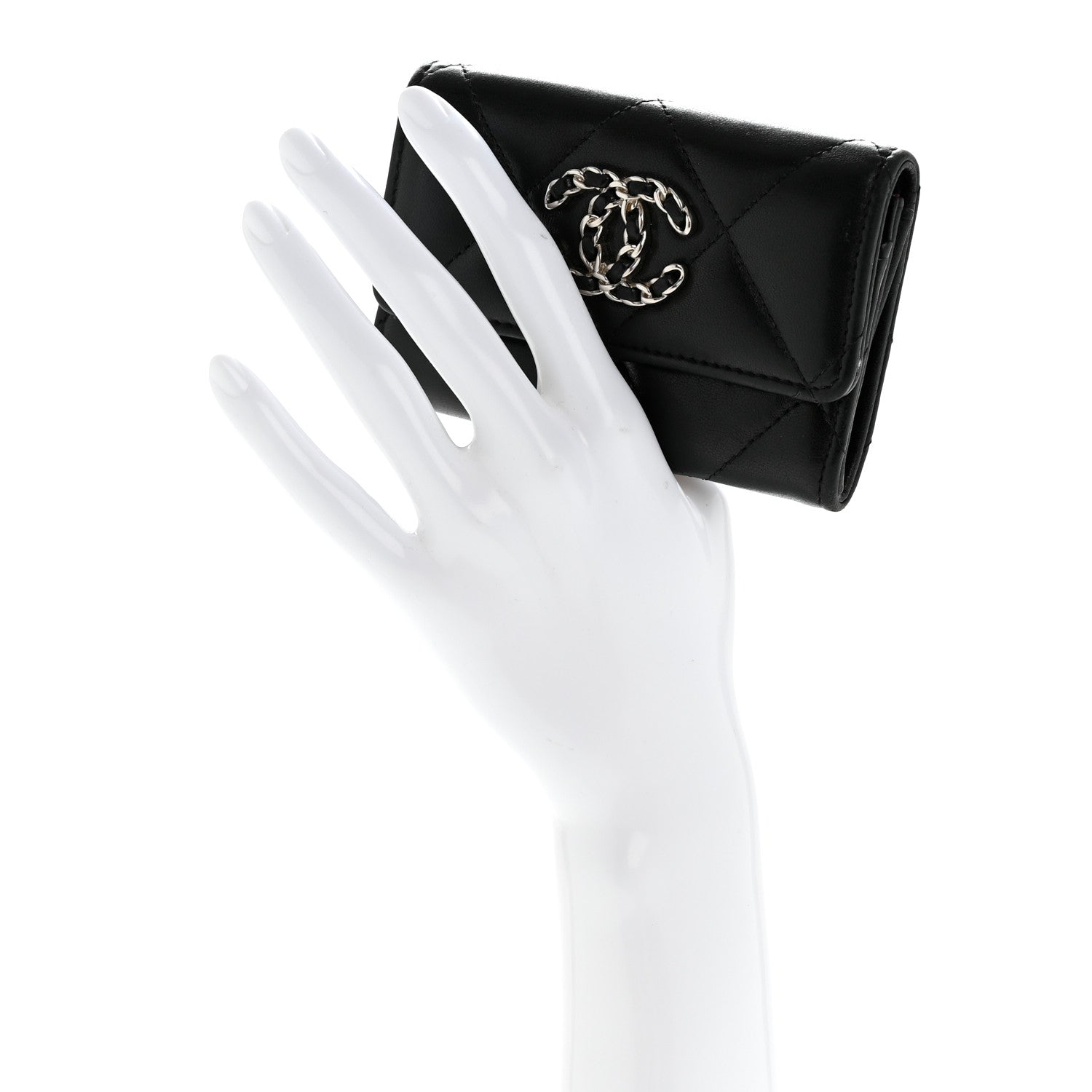 Chanel Lambskin Quilted Chanel 19 Flap Card Holder Black 1866780