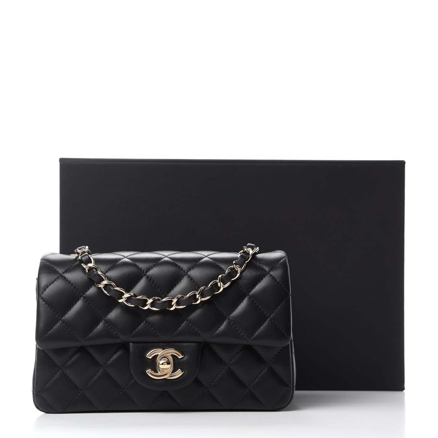 Lambskin Quilted Mini Rectangular Flap Black