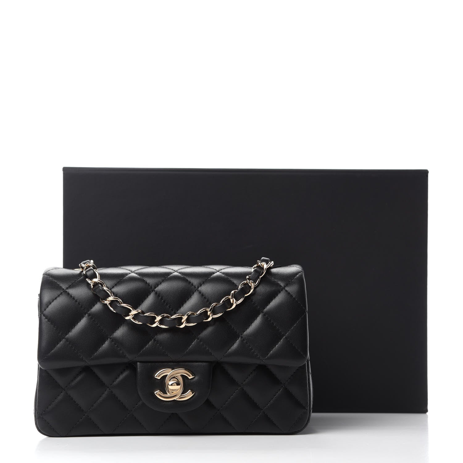 Chanel Lambskin Quilted Mini Rectangular Flap Black 12 of 12