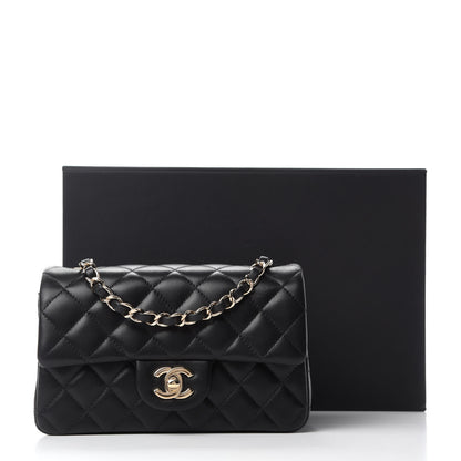Chanel Lambskin Quilted Mini Rectangular Flap Black 12 of 12