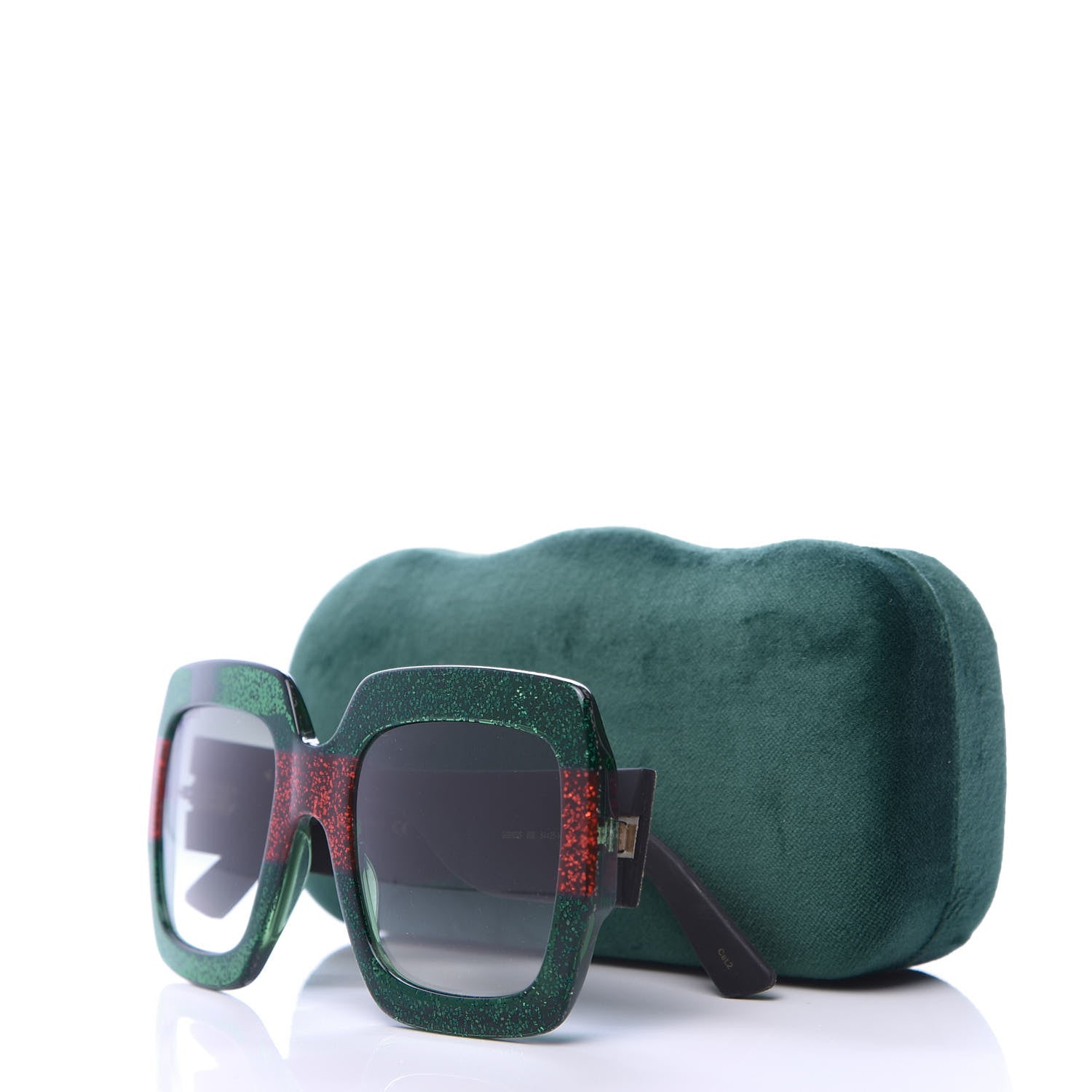 Gucci Square Frame GG0102S Sunglasses Glitter Red Black Green 10 of 10