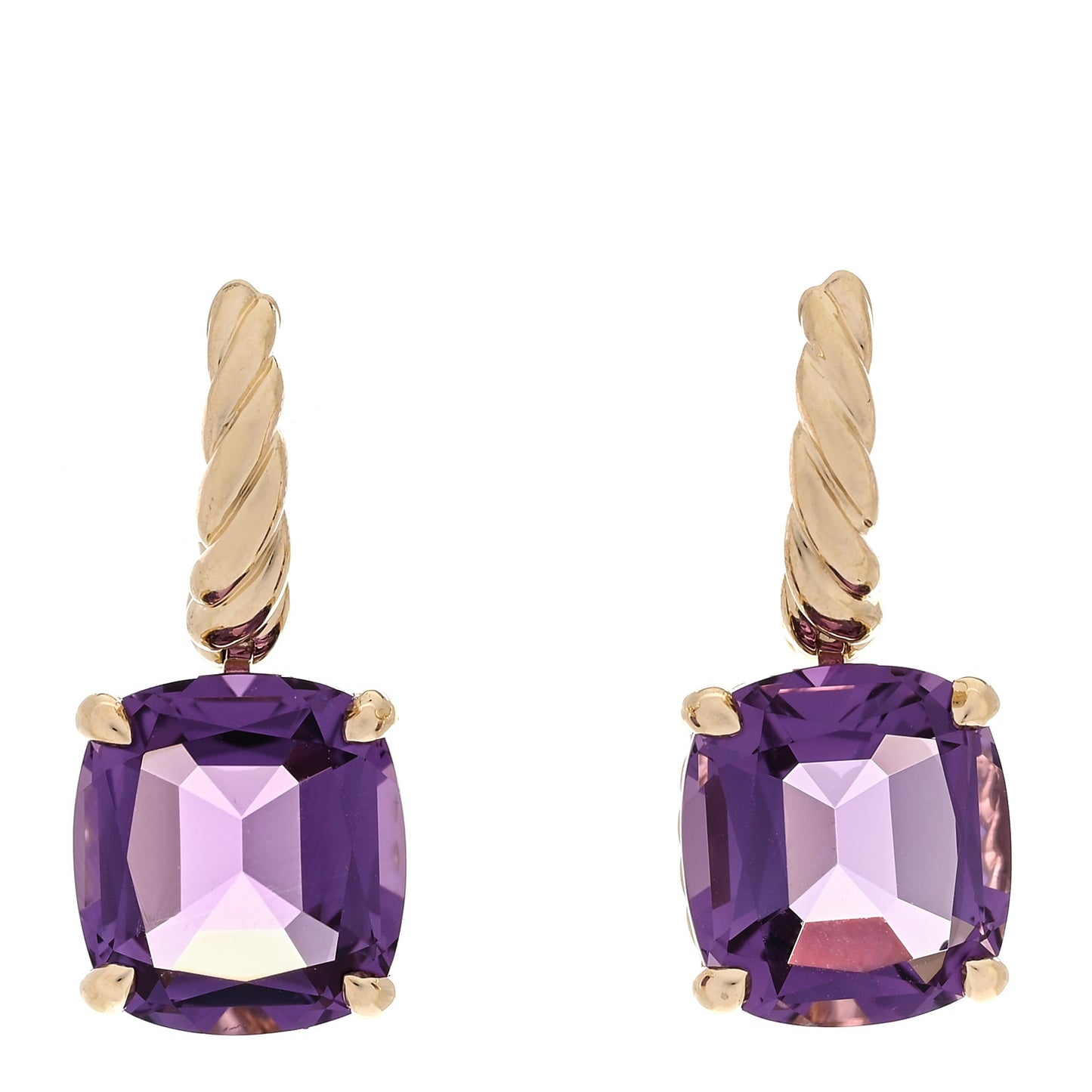 18K Yellow Gold Amethyst 11mm Marbella Drop Earrings