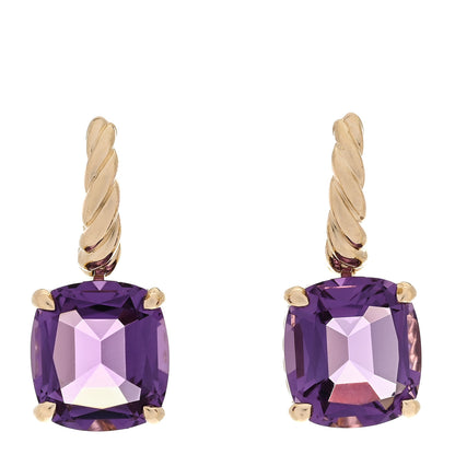 David Yurman 18K Yellow Gold Amethyst 11mm Marbella Drop Earrings 1 of 4