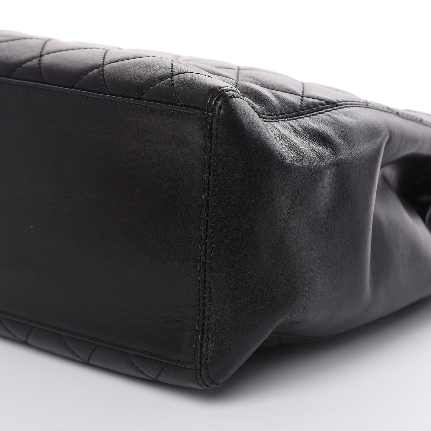 Calfskin Quilted CC Shopping Tote Black