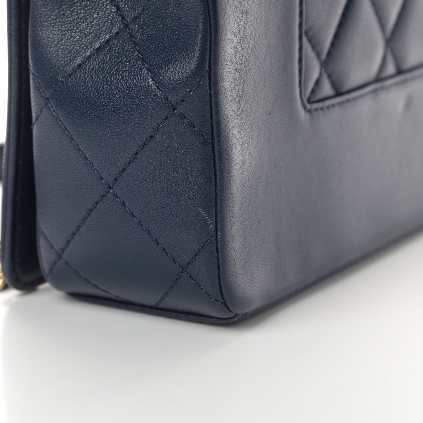 Sheepskin Quilted Medium Vintage Mademoiselle Flap Dark Navy