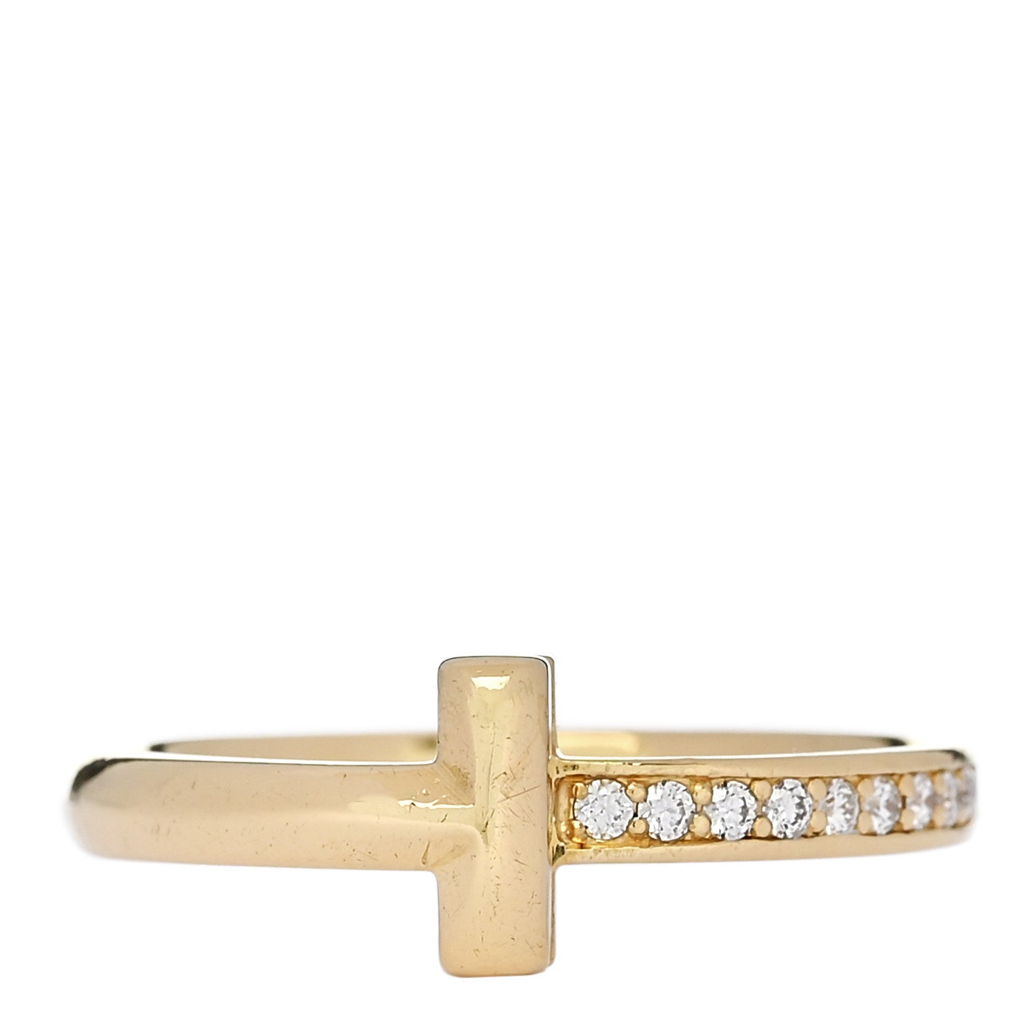 Tiffany 18K Yellow Gold Diamond 2.5mm T T1 Ring 58 8.25 1 of 5