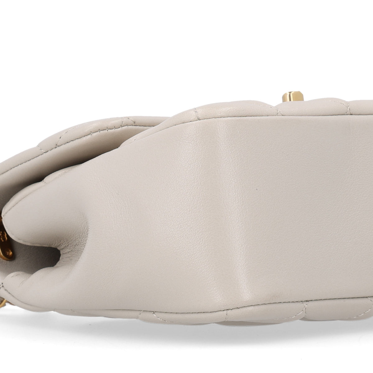 Shiny Lambskin Quilted Pearl Twist Mini Square Flap Light Grey