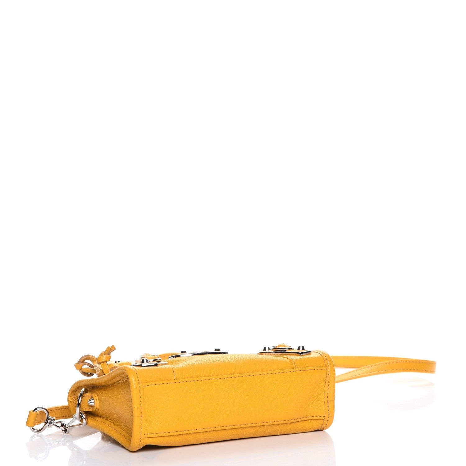 Balenciaga Chevre Silver Metallic Edge Hardware Nano City Jaune Epi 6 of 9