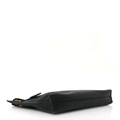 Loewe Calfskin Linen Embossed Large T Pouch Black 4 of 8