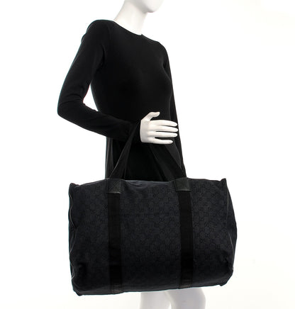 Gucci Denim Monogram Large Collapsible Carry On Duffle Black 2 of 10