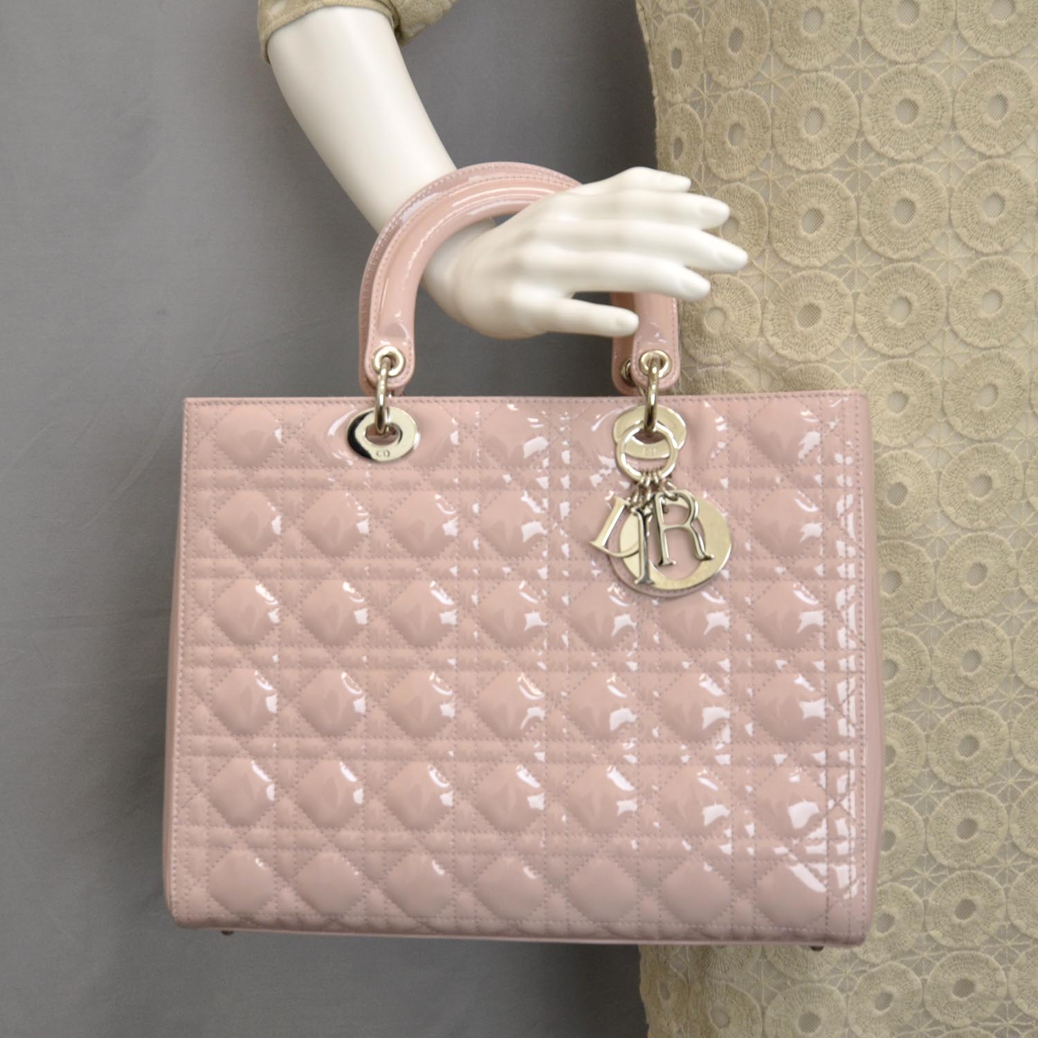 Christian Dior Patent Cannage Large Lady Dior Pink 2 of 9